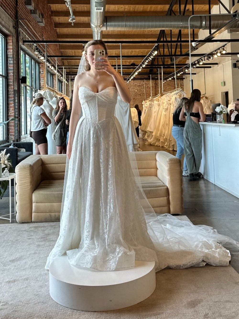 Madi Lane Westyn Gown - Ivory Strapless Lace Wedding Dress - Picture 3 of 15